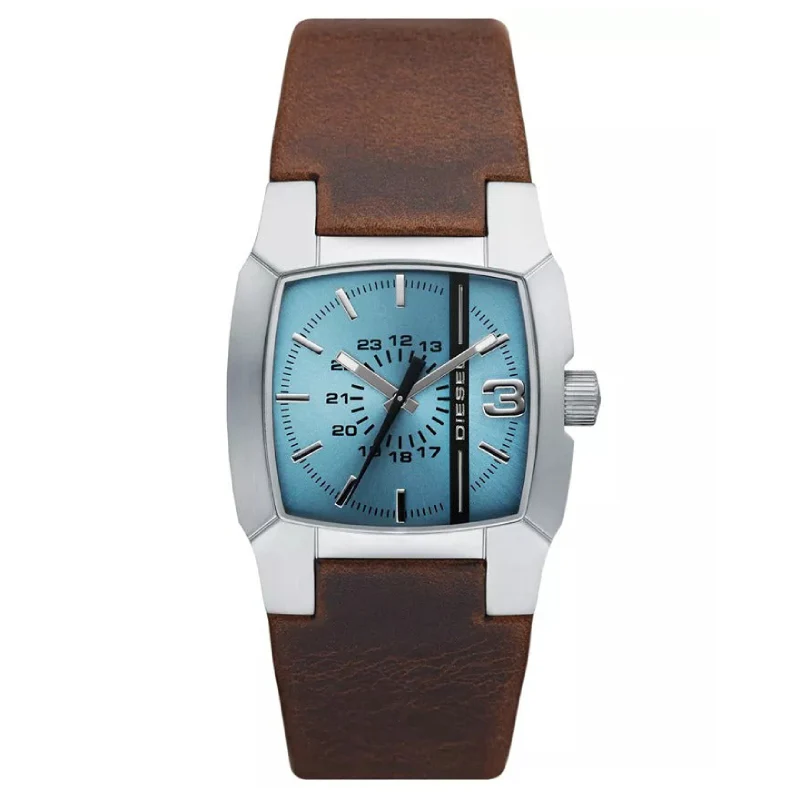 Diesel Cliffhanger Men's 36mm Brown Strap Watch - Blue Dial