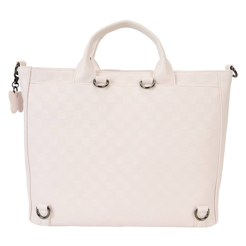 Loungefly Disney Minnie Mouse Checkered Texture Convertible Backpack and Tote Bag - Pink - Image 4