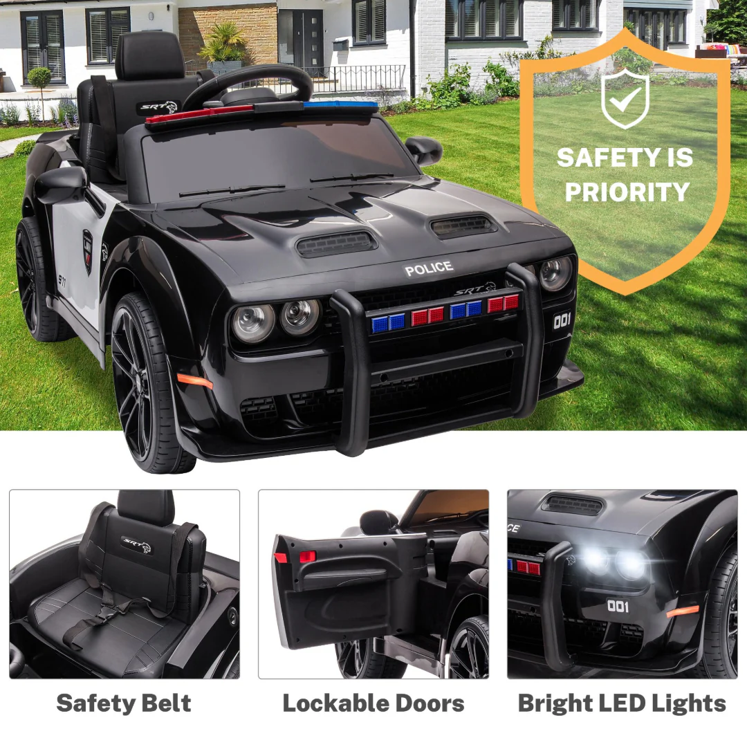 Dodge Challenger, 12V Electric Ride on Police Car with Remote Control - Image 6