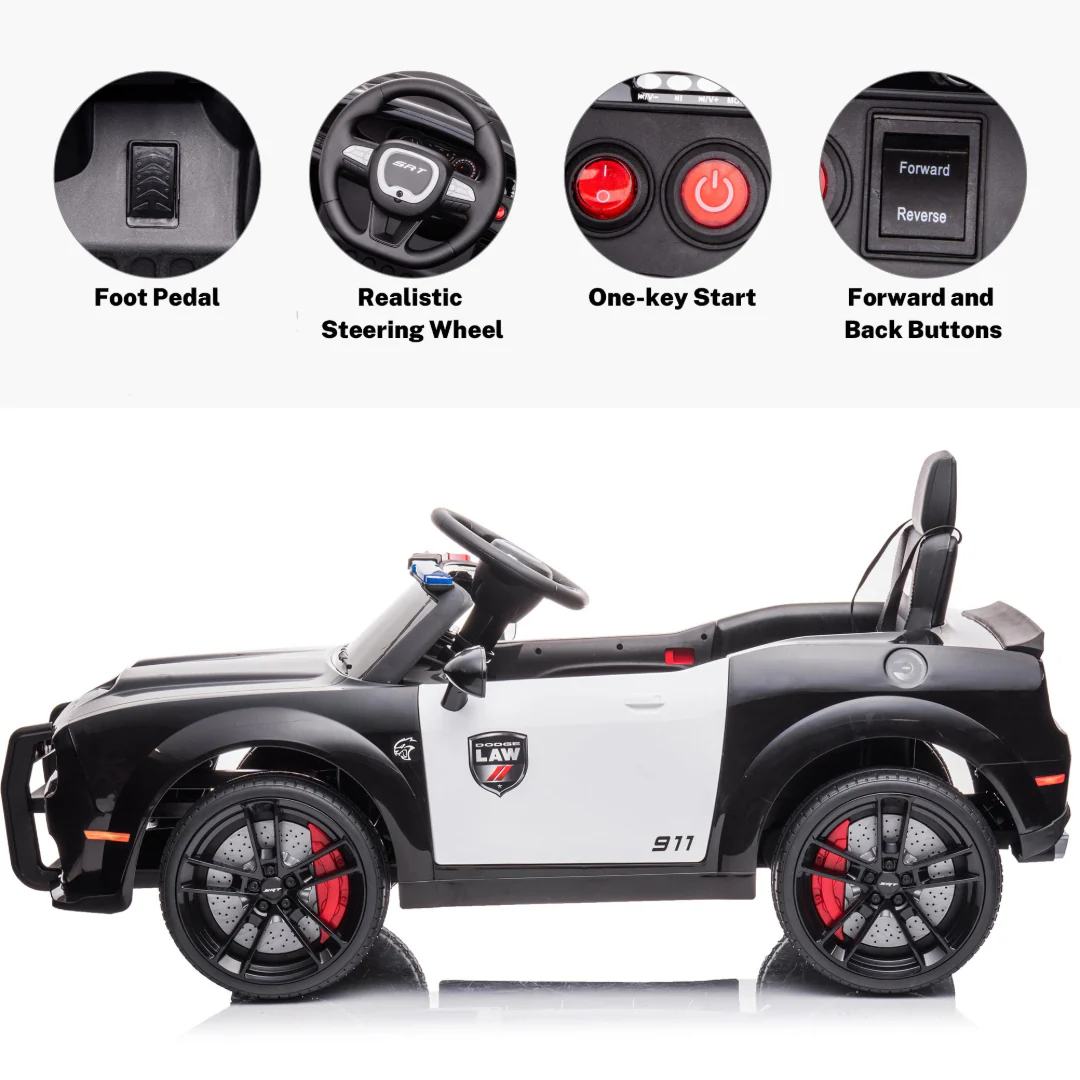 Dodge Challenger, 12V Electric Ride on Police Car with Remote Control - Image 8