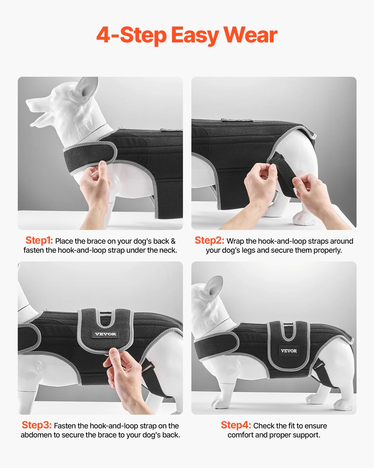 Dog Back Brace Adjustable Dog Spine Support Harness for IVDD After-Surgery - Image 4