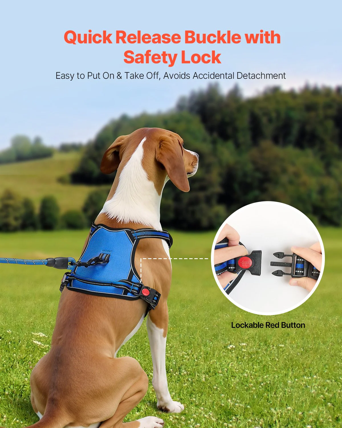 Dog Harness for Large Dogs No Pull Adjustable Dog Vest Pet Harness with Leash - Image 2
