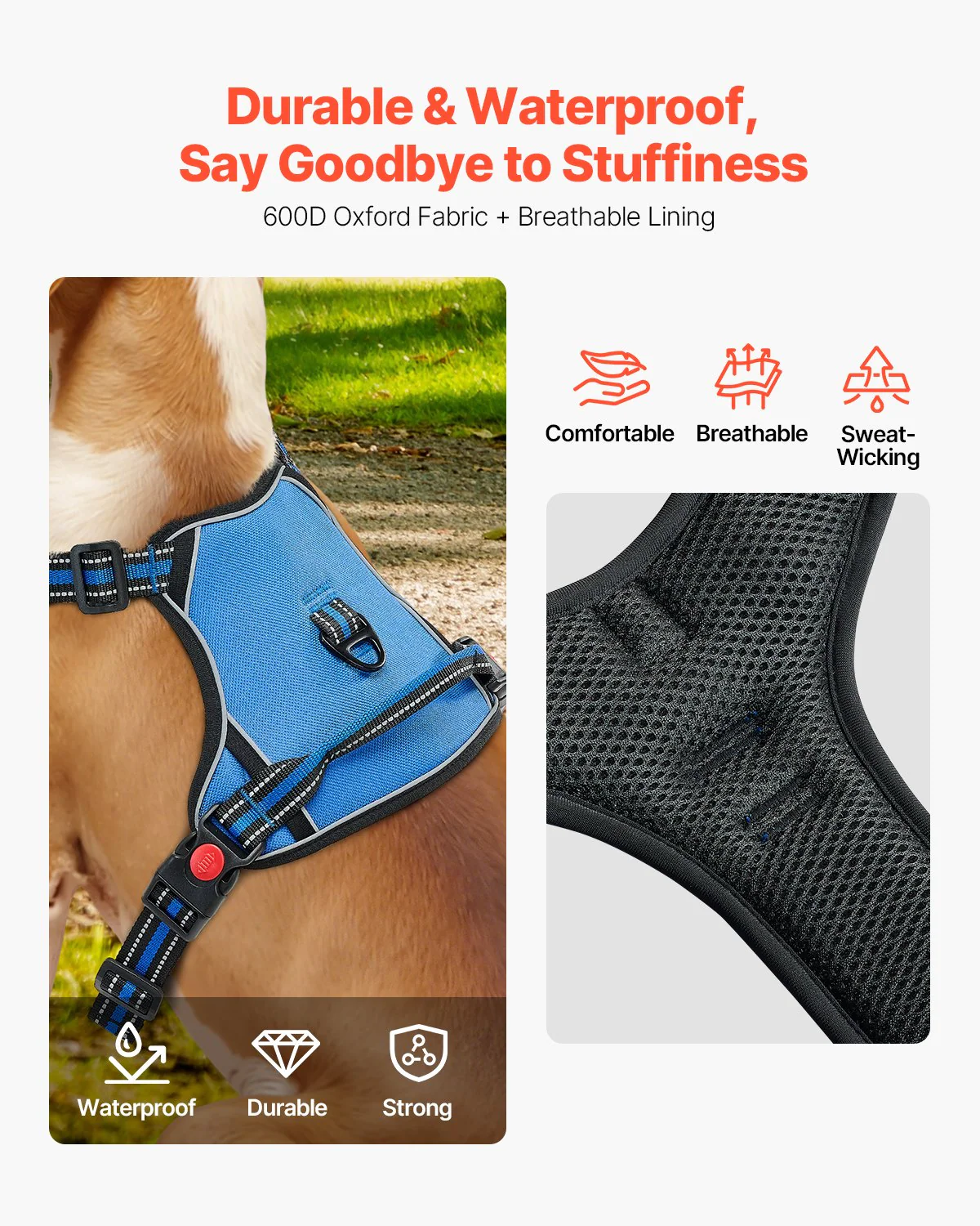 Dog Harness for Large Dogs No Pull Adjustable Dog Vest Pet Harness with Leash - Image 5