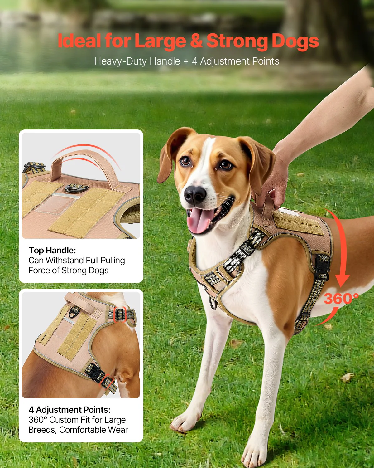 Dog Harness for Large Dogs No Pull Tactical Dog Harness Adjustable Pet Vest - Image 3
