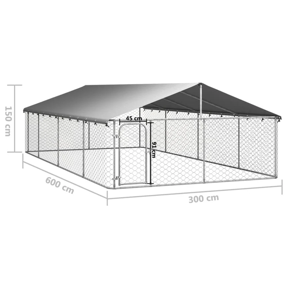 Dog Kennel Silver Galvanized Steel Large Dog Kennel Rectangular - Image 4