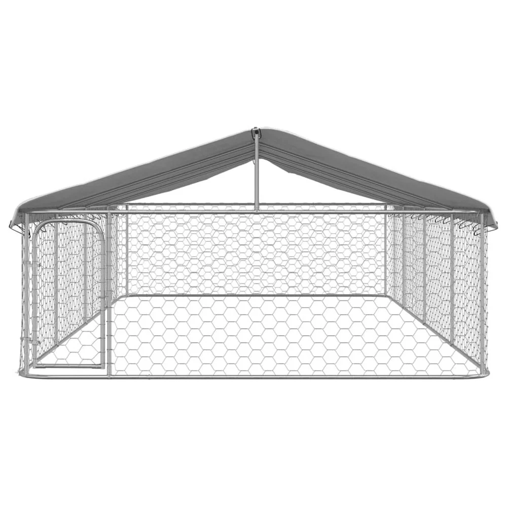 Dog Kennel Silver Galvanized Steel Large Dog Kennel Rectangular - Image 8