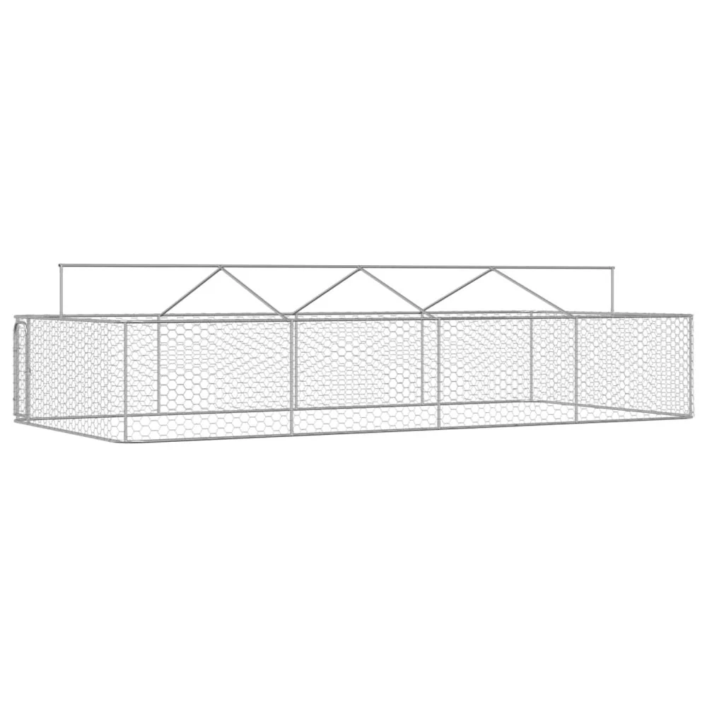 Dog Kennel Silver Galvanized Steel Large Dog Kennel Rectangular - Image 9