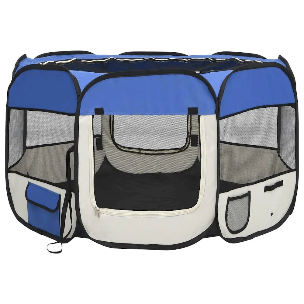 Dog Playpen Blue and Cream Polyester, Steel 43.3 x 43.3 x 22.8 in - Image 7