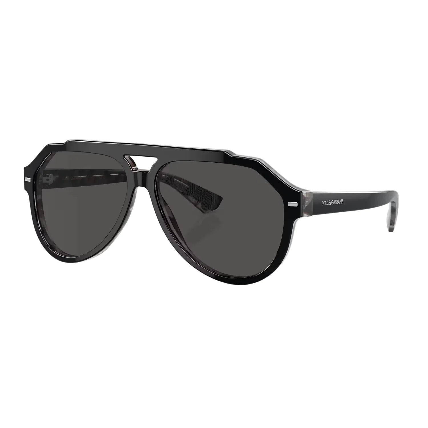 Dolce & Gabanna Men's DG4452 Pilot Solid Color Sunglasses - Black On Gray Havana/Dark Gray