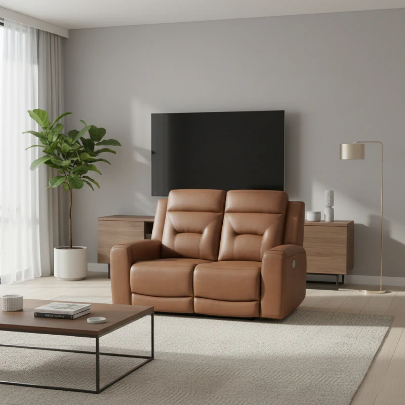 Edna Power Reclining Loveseat by Best Home - Brown