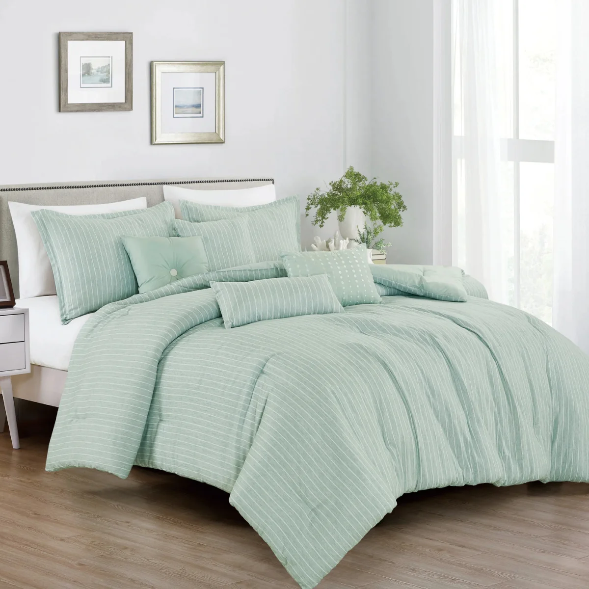 ESCA Bimala Queen Size Comforter Set (7-Pieces) - Green - Image 5