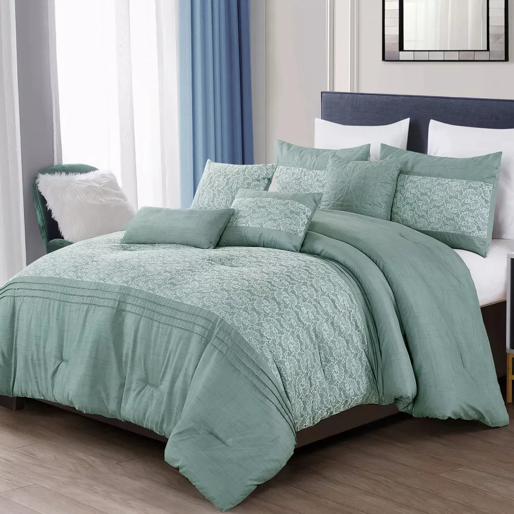 ESCA Brenda Comforter Set (7-Piece) - Green - Image 5