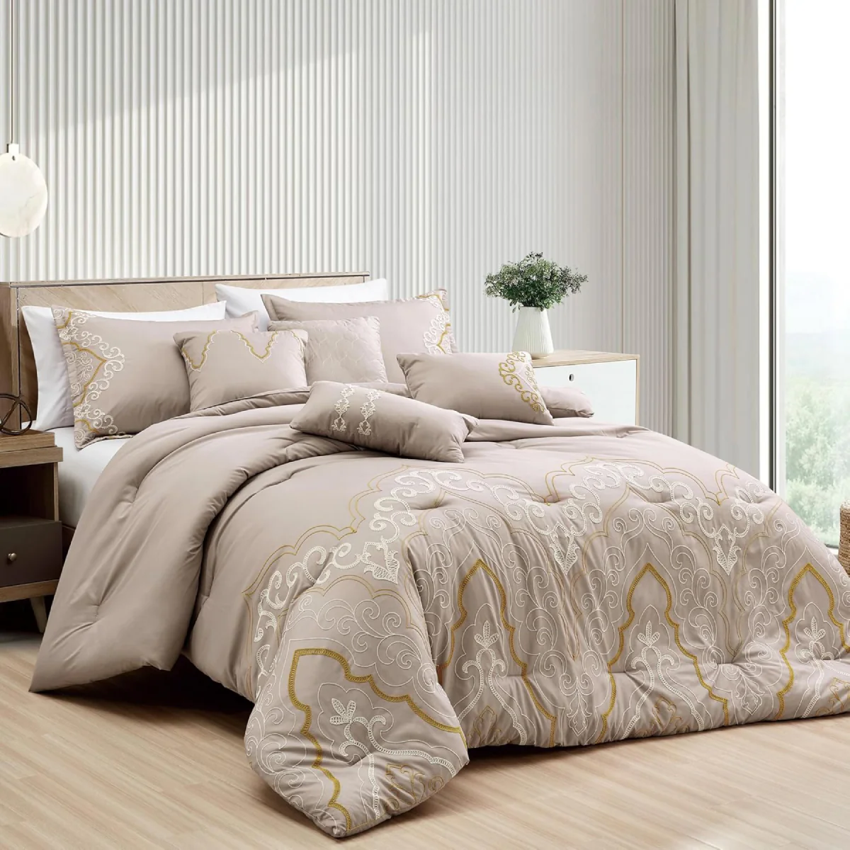 ESCA Mahalia Comforter Set (7-Piece) - Gray - Image 5
