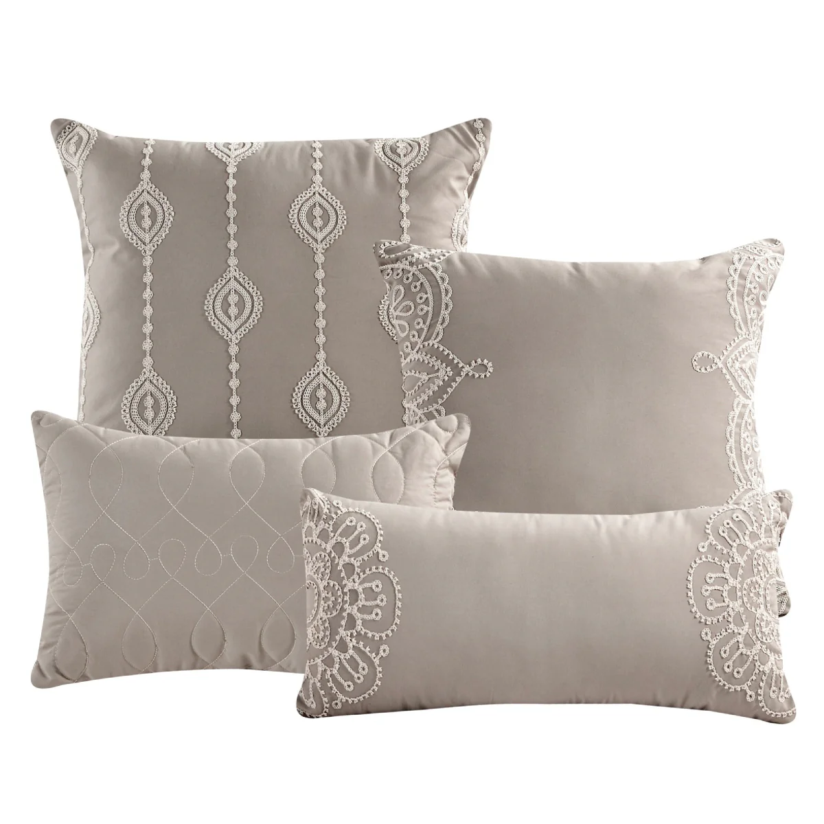 ESCA Marie King Size Comforter Set (7- Pieces) - Taupe - Image 4