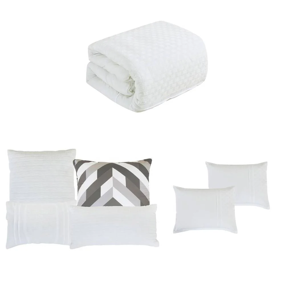 ESCA Minimalist Dymas Comforter Set (7-Piece) - White