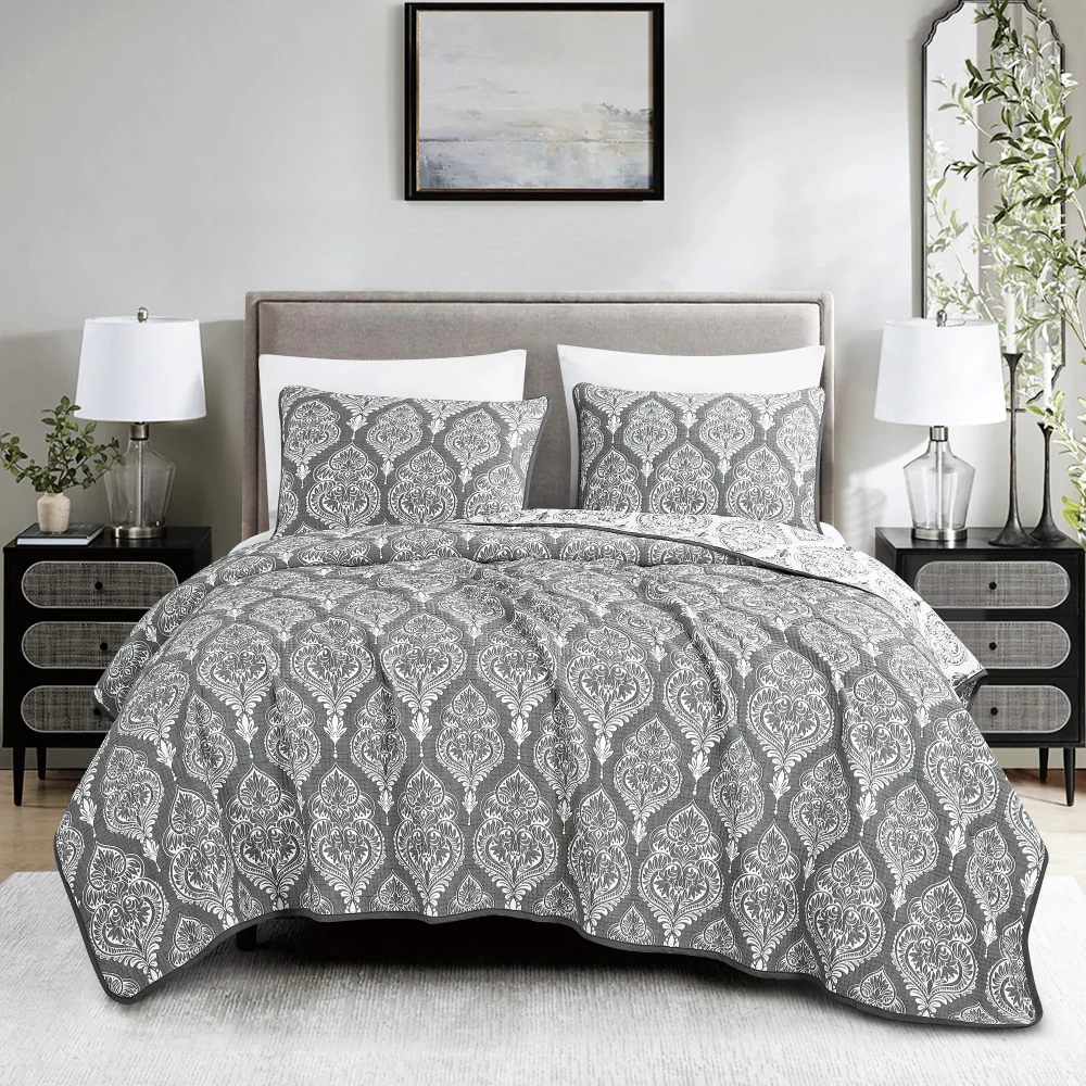 Eshe Oneida Matelasse Coverlet Set (3-Piece) - Grey - Image 6