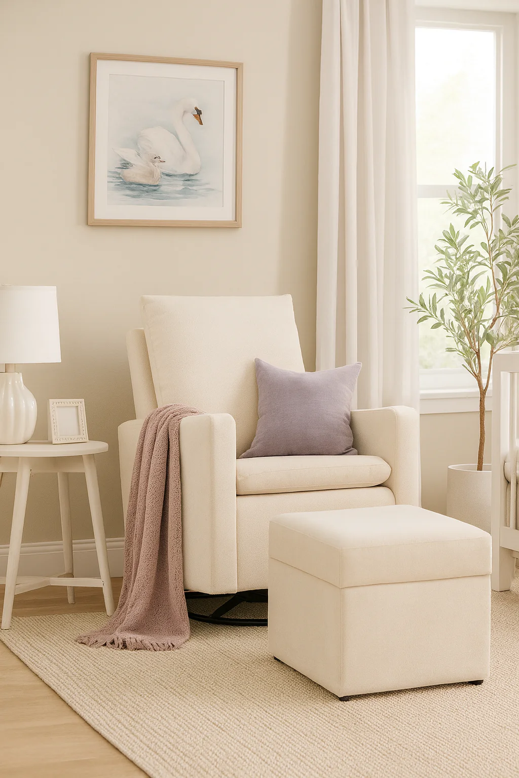 Everlee Upholstered Glider and Ottoman Set by Oxford Baby - Cream