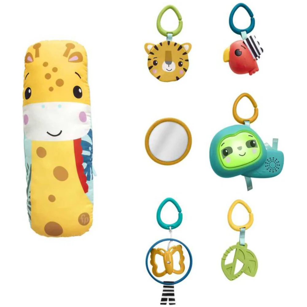 Fisher-Price 3-in-1 Rainforest Sensory Gym Tummy Wedge with 6 Baby Toys - Image 2