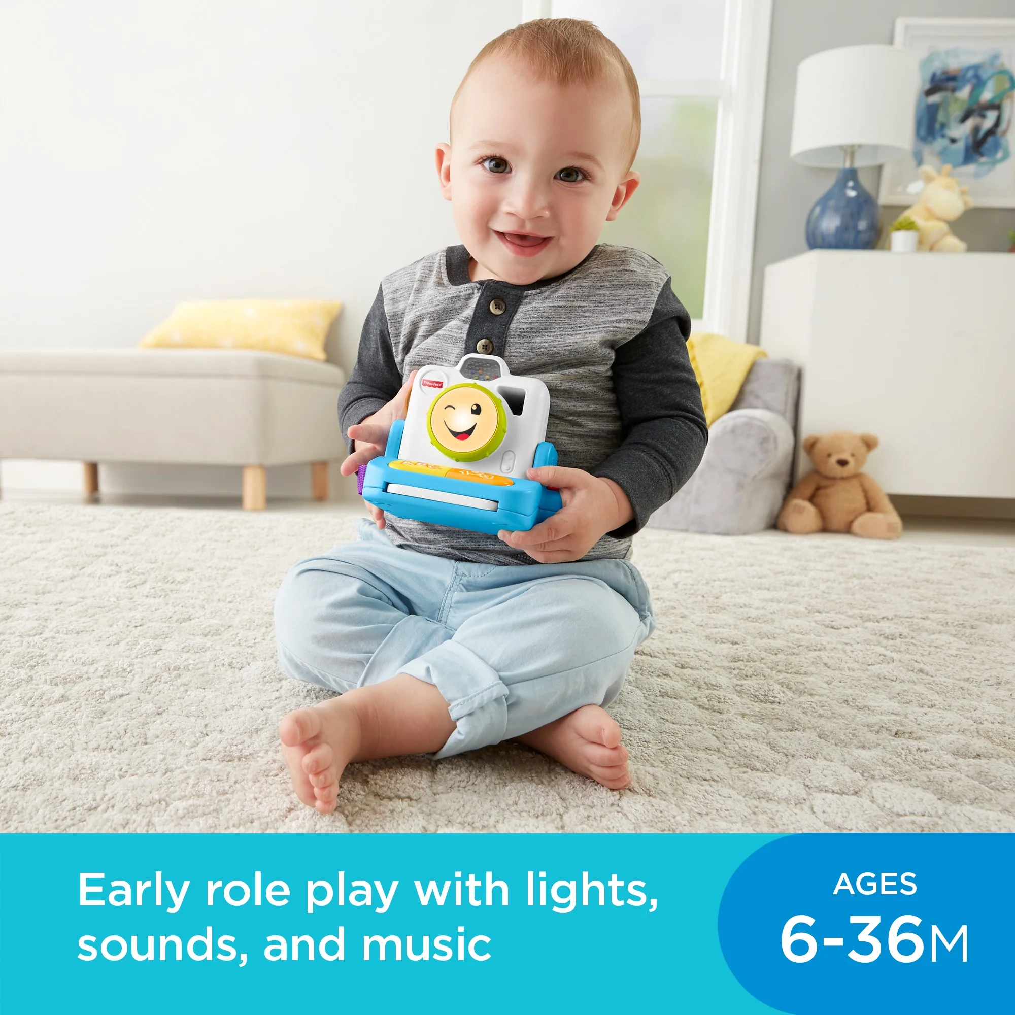 Fisher-Price Laugh 'N Learn Click & Learn Instant Camera Musical Toy with Lights, Music and Sounds - Image 2