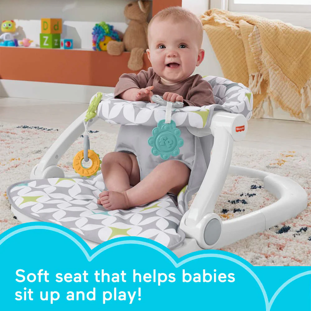 Fisher-Price Sit-Me-Up Floor Seat Portable Baby Chair With 2 Toys - Starlight Burst - Image 2