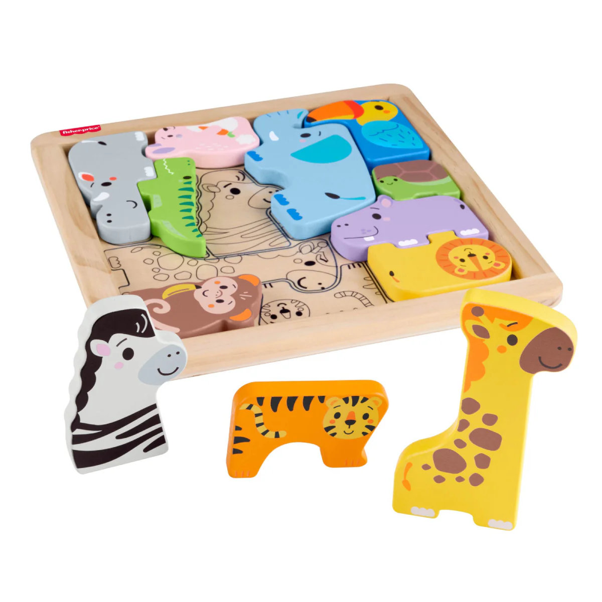 Fisher-Price Wooden Animal Puzzle Set (13 Pieces) - Image 2