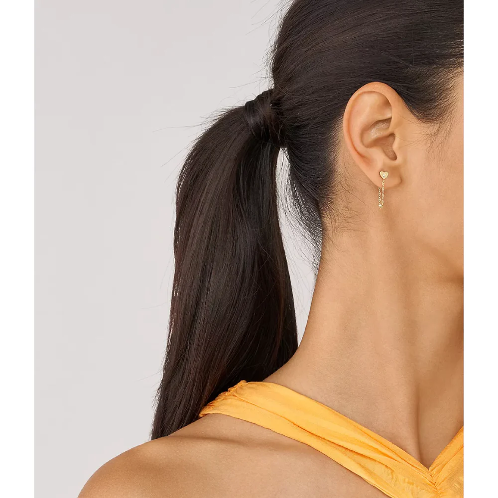 Fossil All Stacked Up Women's Cubic Zirconia Front to Back Earrings in Gold-Plating over Stainless Steel - Image 5