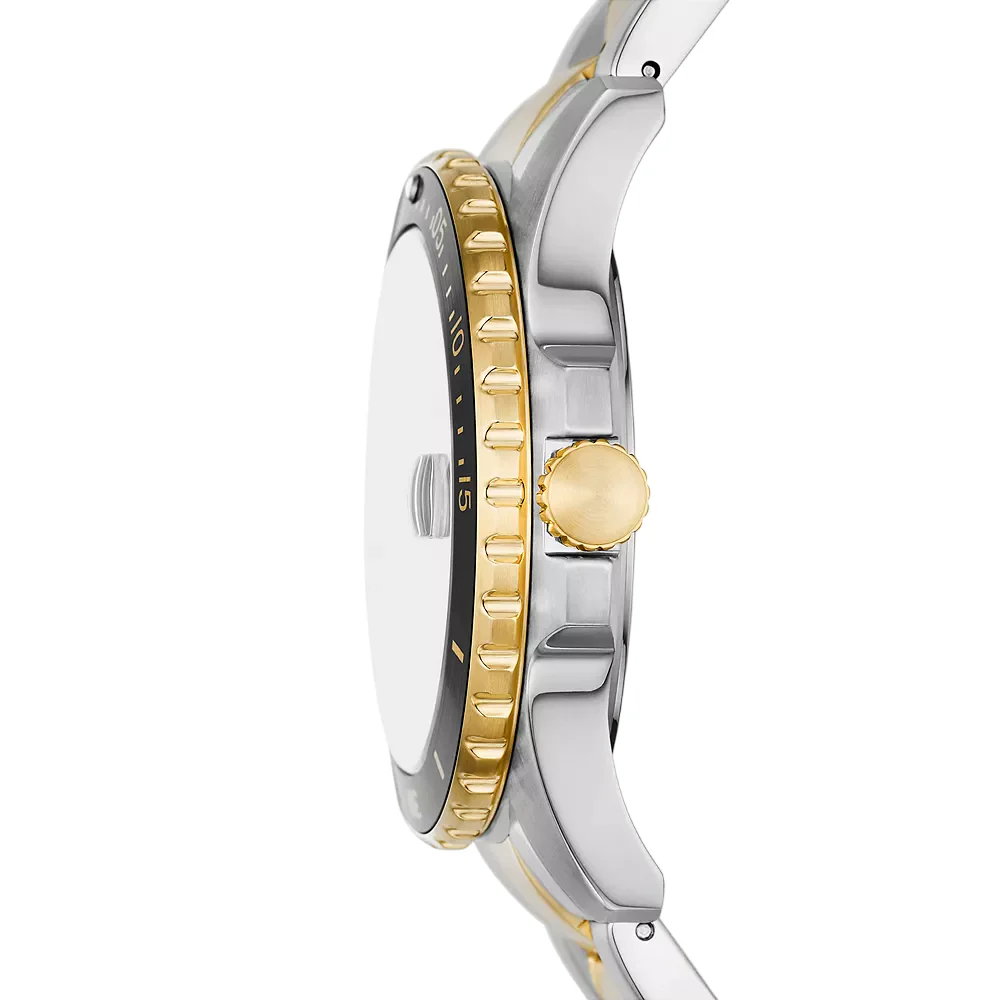 Fossil Blue Dive 42mm Two-Tone Bracelet Watch - Black Dial - Image 2
