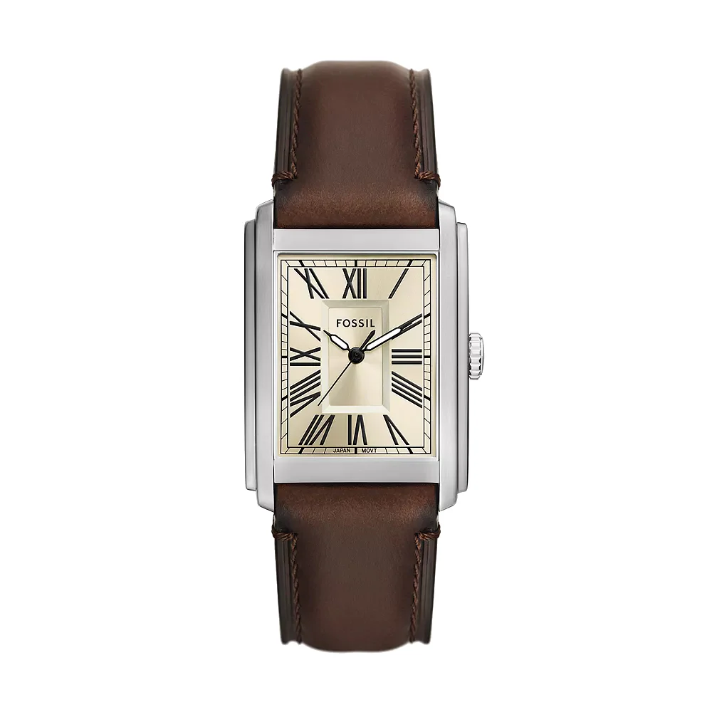 Fossil Carraway Men's 30mm Brown Strap Watch - Cream Dial