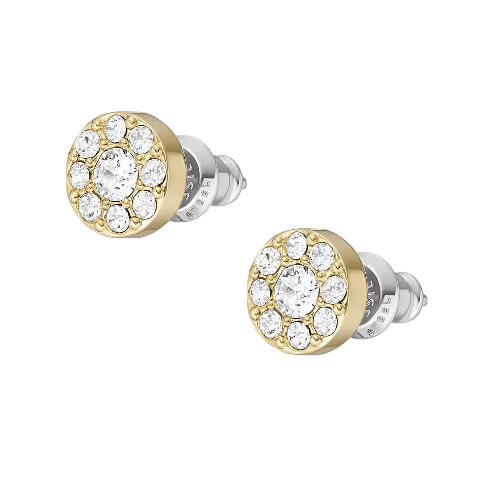 Fossil Ellis All Stacked Up Women's Cubic Zirconia Stud Earrings in Gold-Plating over Stainless Steel - Image 3
