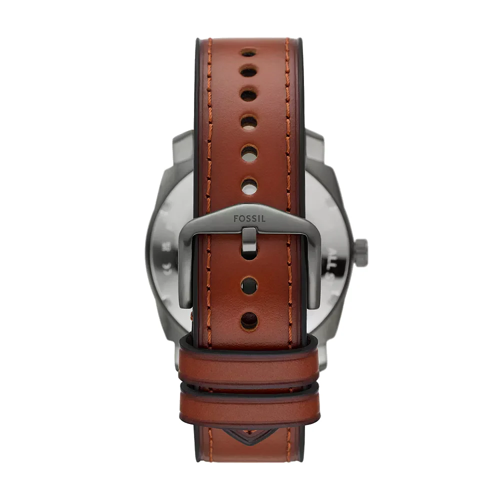Fossil Machine Men's 42mm Brown Strap Watch - Gray Dial - Image 3