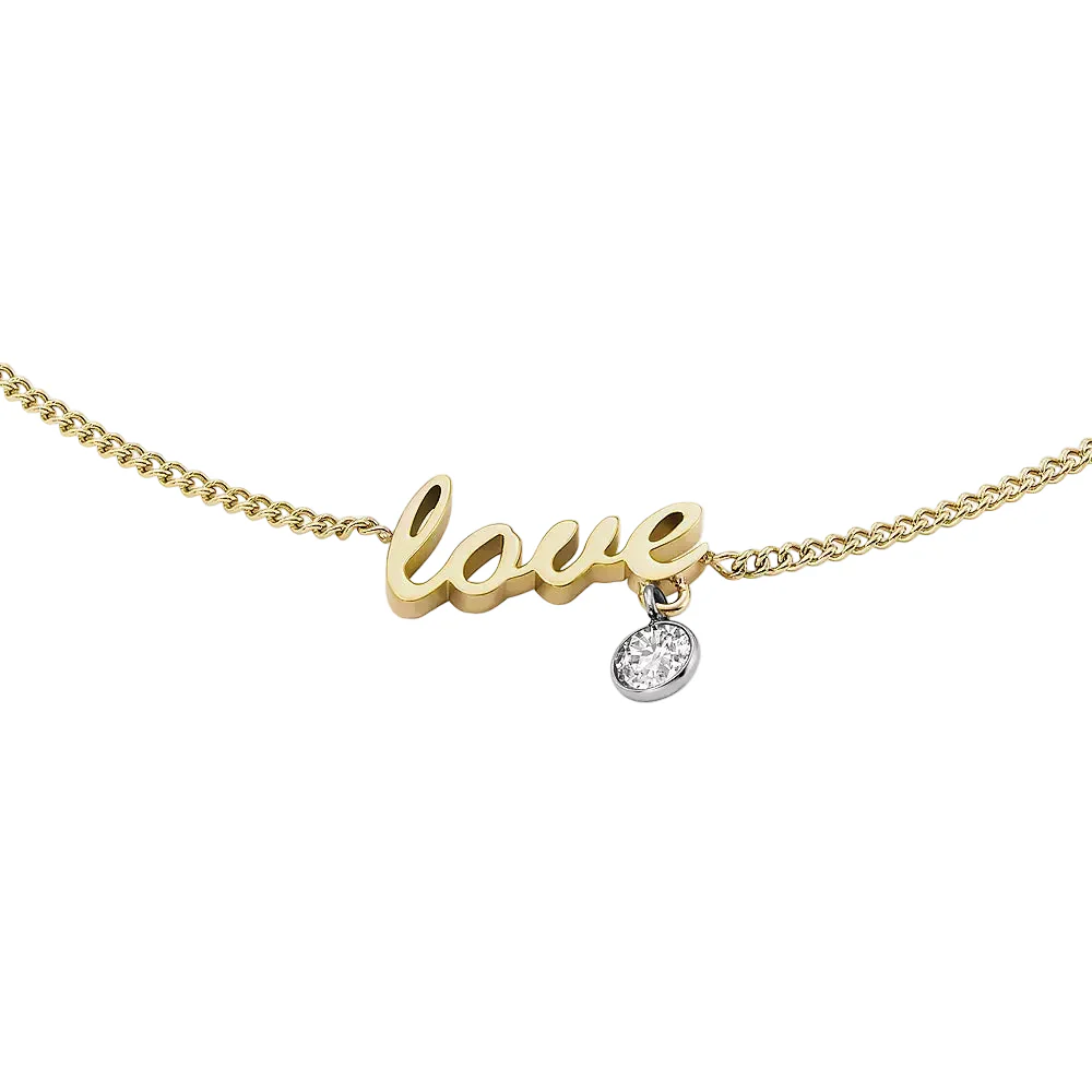 Fossil Sadie Love Notes Women's Cubic Zirconia Station Bracelet in Two-Tone Stainless Steel - Image 3