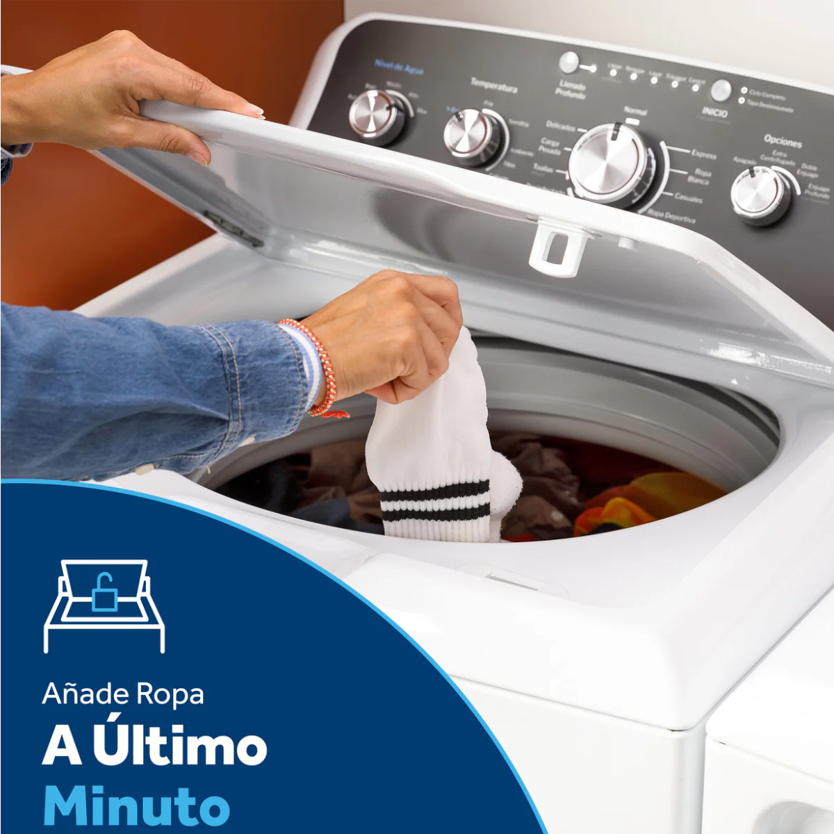 GE ETW485ASWWB 4.5 cu. ft. Top Load Washer with Spanish Control Panel - White - Image 9