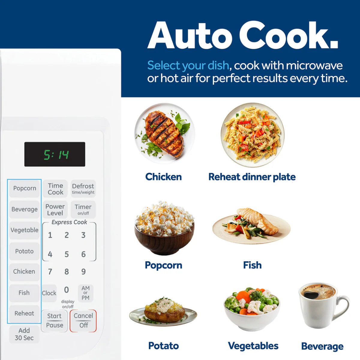 GE GCST14S1WWW 1.4 cu. ft. Countertop Microwave Oven - White - Image 5