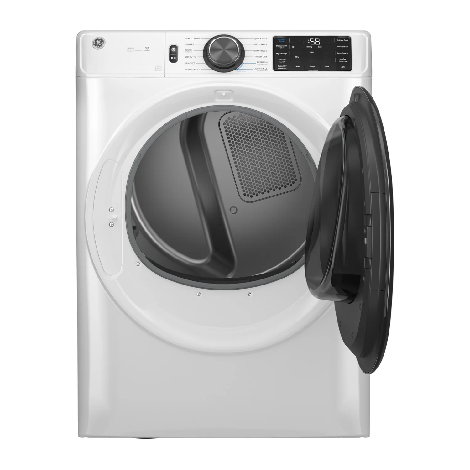 GE GFD65ESSVWW 7.8 cu.ft. Vented Front Load Electric Dryer - Stackable with Steam and Sanitize Cycle - White, ENERGY STAR Certified - Image 3