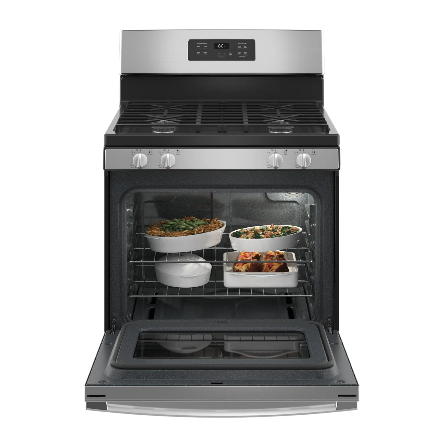 GE JGBS61RPSS 4.8 cu.ft. 30" Freestanding Gas Range with 4 Sealed Burners - Stainless Steel - Image 4