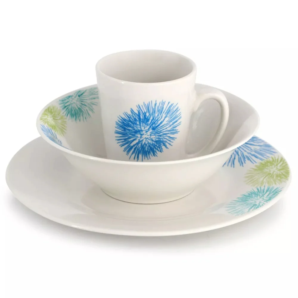 Gibson Home Meadow Dinnerware Set (12-Pieces) - White/Blue - Image 2