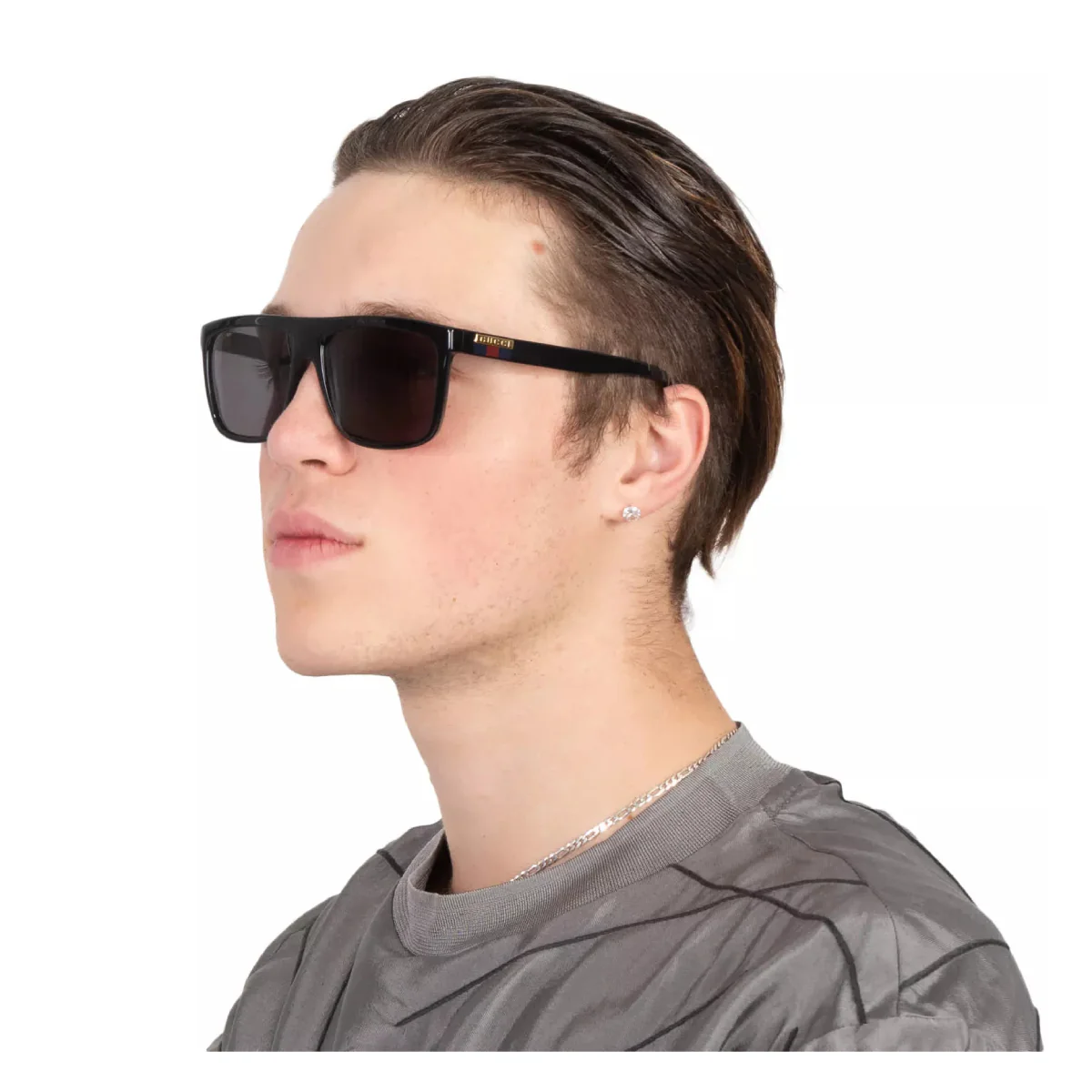 Gucci GG0748S Men's Rectangular Solid Color Sunglasses - Image 5