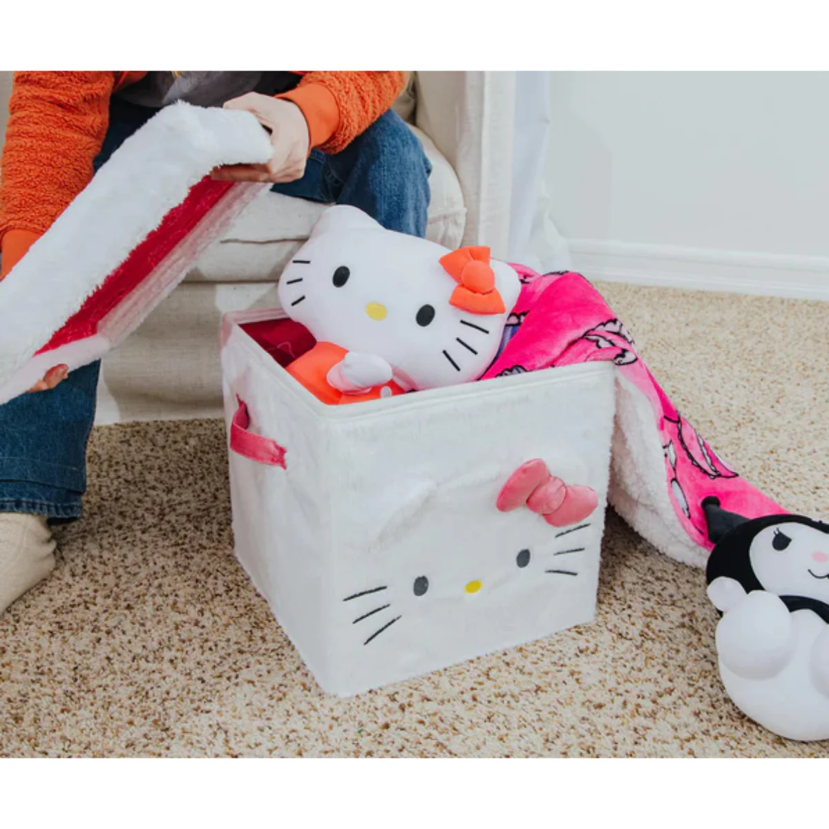 Hello Kitty 13" Plush Storage Cube with Lid - White - Image 6