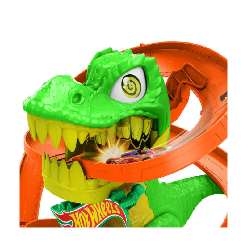 Hot Wheels City T-Rex Blaze Battle Building Playset with 1:64 Scale Die-Cast Car - Image 2