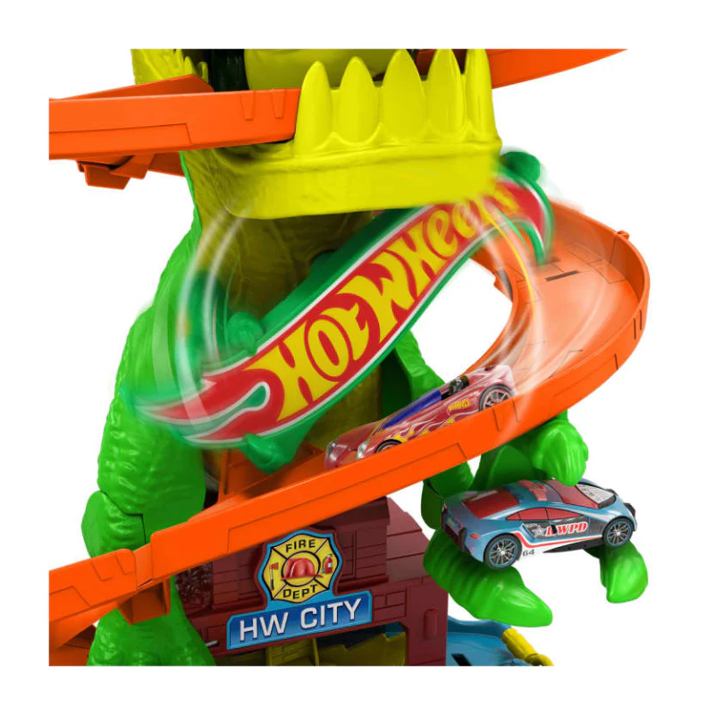 Hot Wheels City T-Rex Blaze Battle Building Playset with 1:64 Scale Die-Cast Car - Image 3