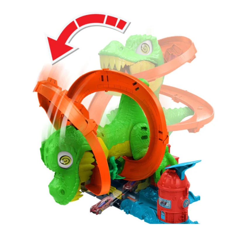 Hot Wheels City T-Rex Blaze Battle Building Playset with 1:64 Scale Die-Cast Car - Image 4