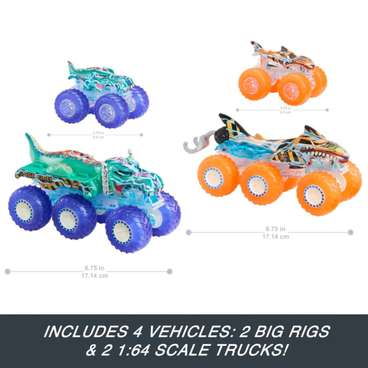 Hot Wheels Monster Trucks Power Smasher Toy Truck and Big Rig (Set of 4) - Image 3