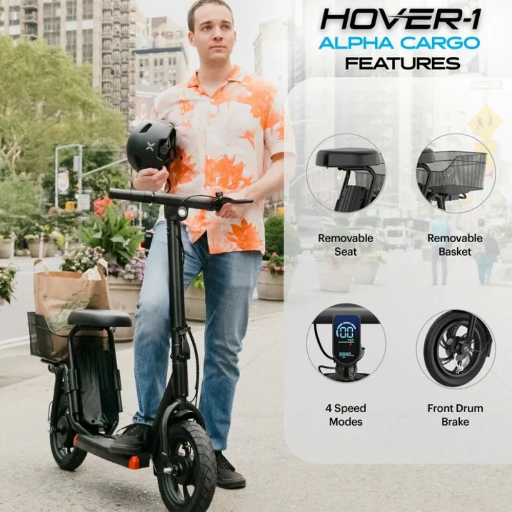 Hover-1 Alpha Cargo 12" Electric Scooter - Black - Image 3