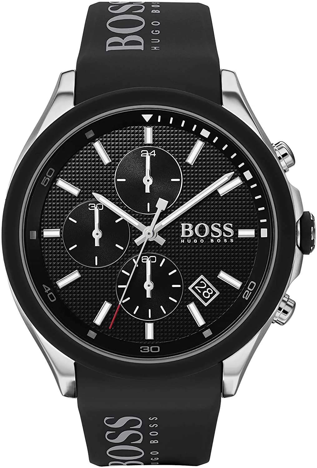 Hugo Boss Men's Chronograph Velocity Black Silicone Strap Watch - Black