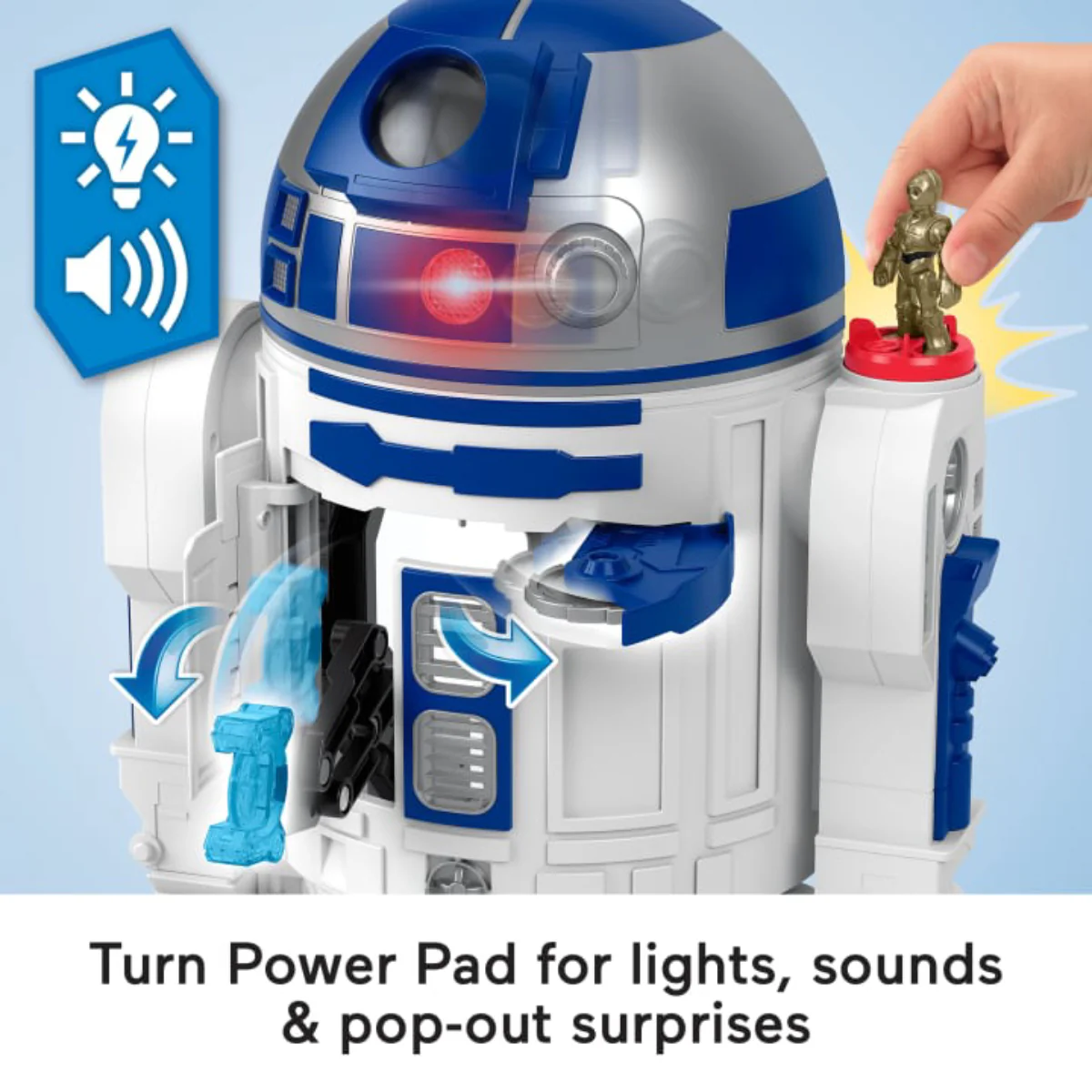 Imaginext Star Wars R2-D2 Toy with C-3Po Diecast Character Key - White/Blue - Image 2