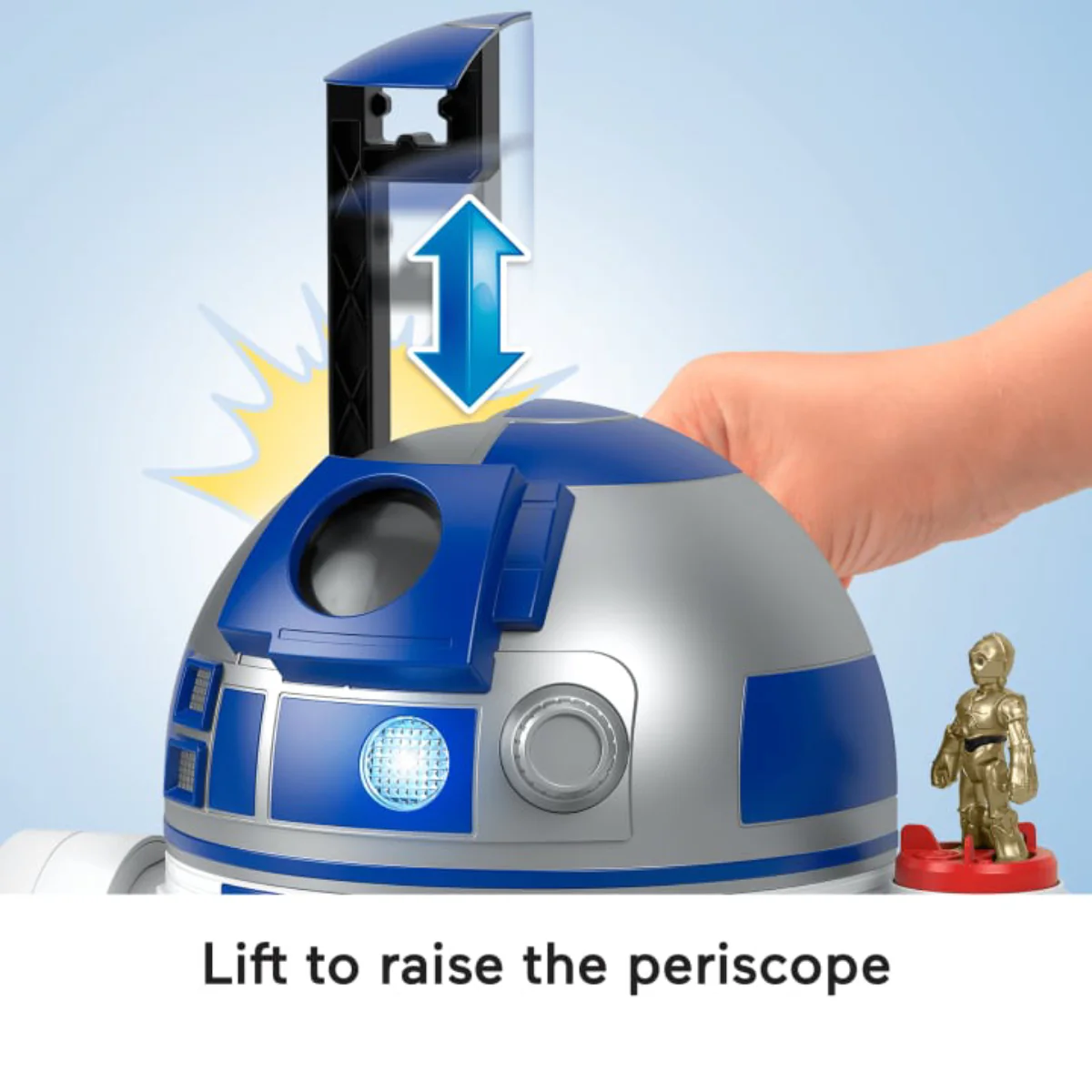 Imaginext Star Wars R2-D2 Toy with C-3Po Diecast Character Key - White/Blue - Image 4