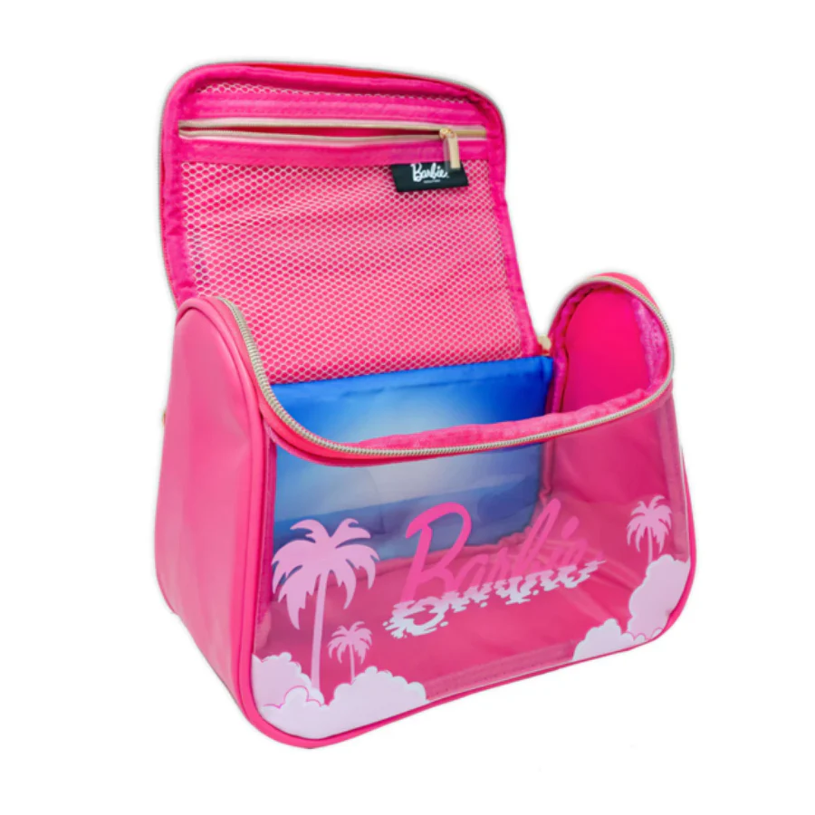 Impressions Vanity Barbie Beauty Double Zipper Makeup Bag with Top Handle - Pink - Image 3