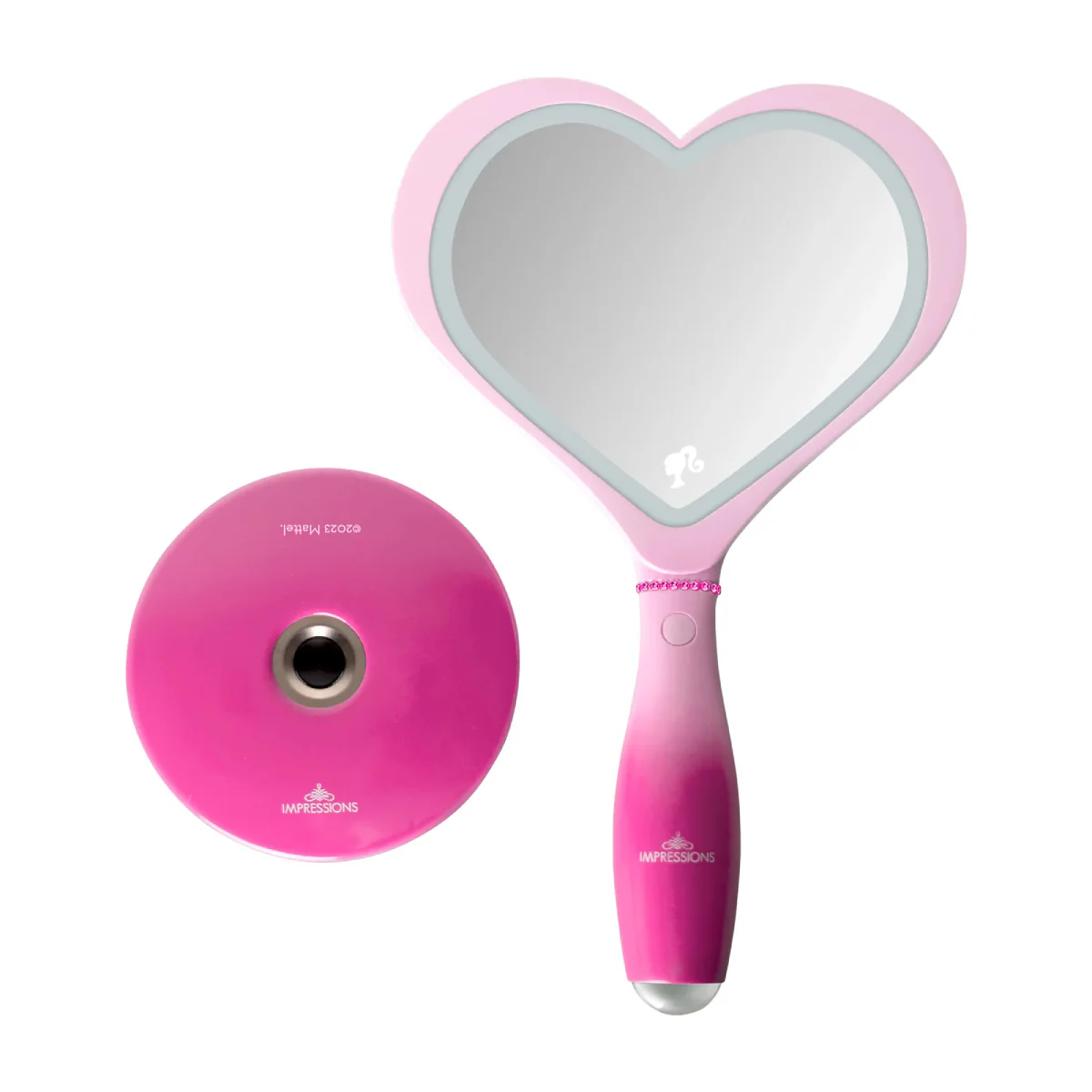 Impressions Vanity Barbie LED Handheld Makeup Mirror with Standing Base - Pink - Image 3