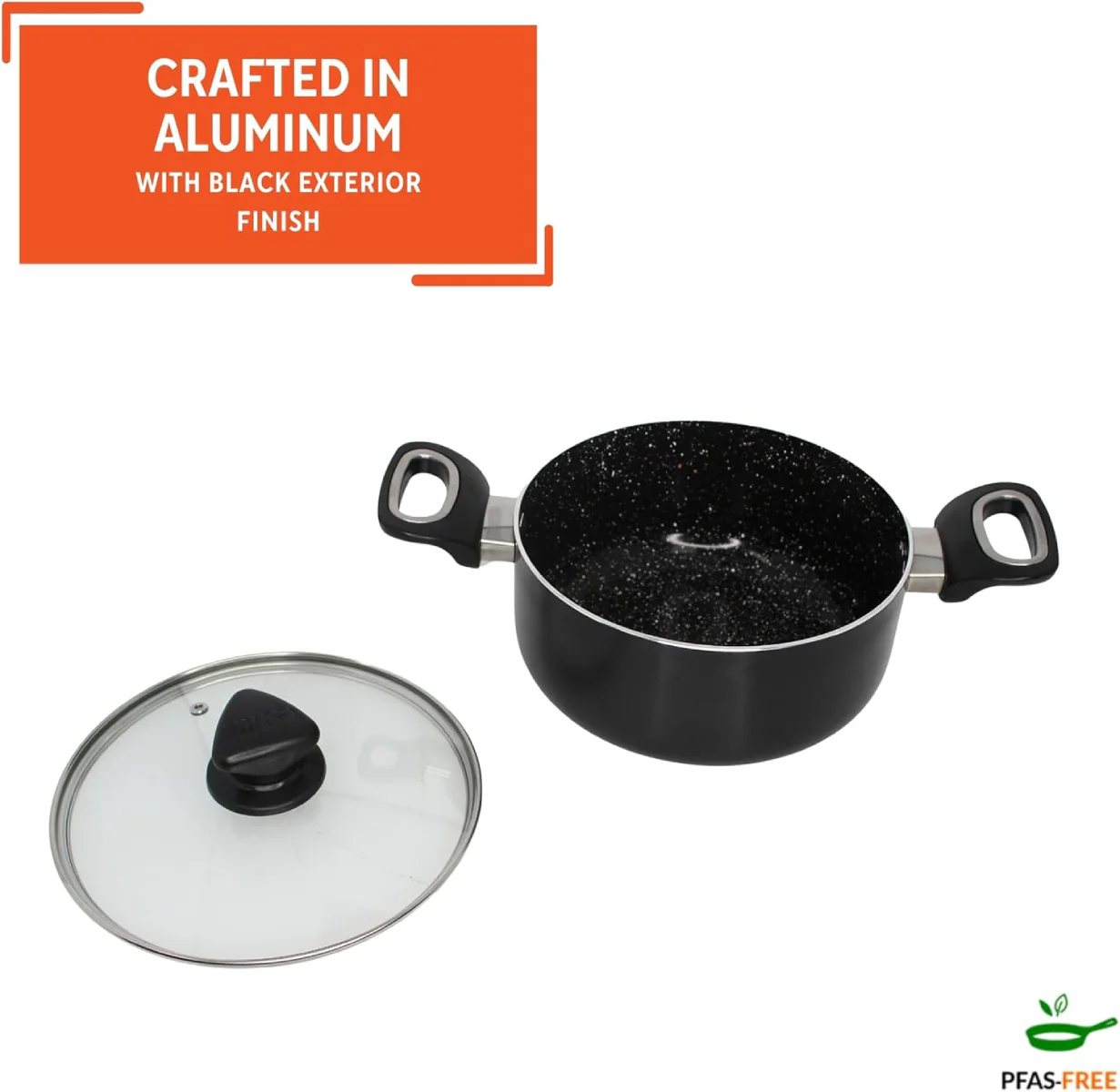 Imusa GAU/24037 4.8 qt Bistro Nonstick Duch Oven with Glass Lid - Black - Image 3