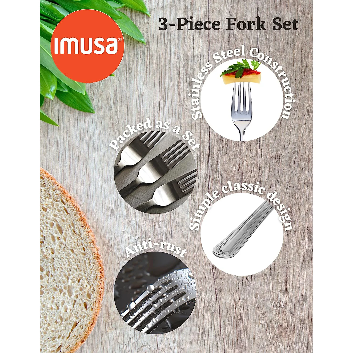 IMUSA Stainless Steel Fork (Set of 3) - Silver - Image 6